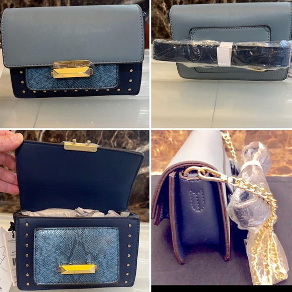 NWT-BCBGeneration TRISTAN~4-in-1~CONVERTIBLE Bag-Gold Chain & Faux Leather Strap - Picture 1 of 9
